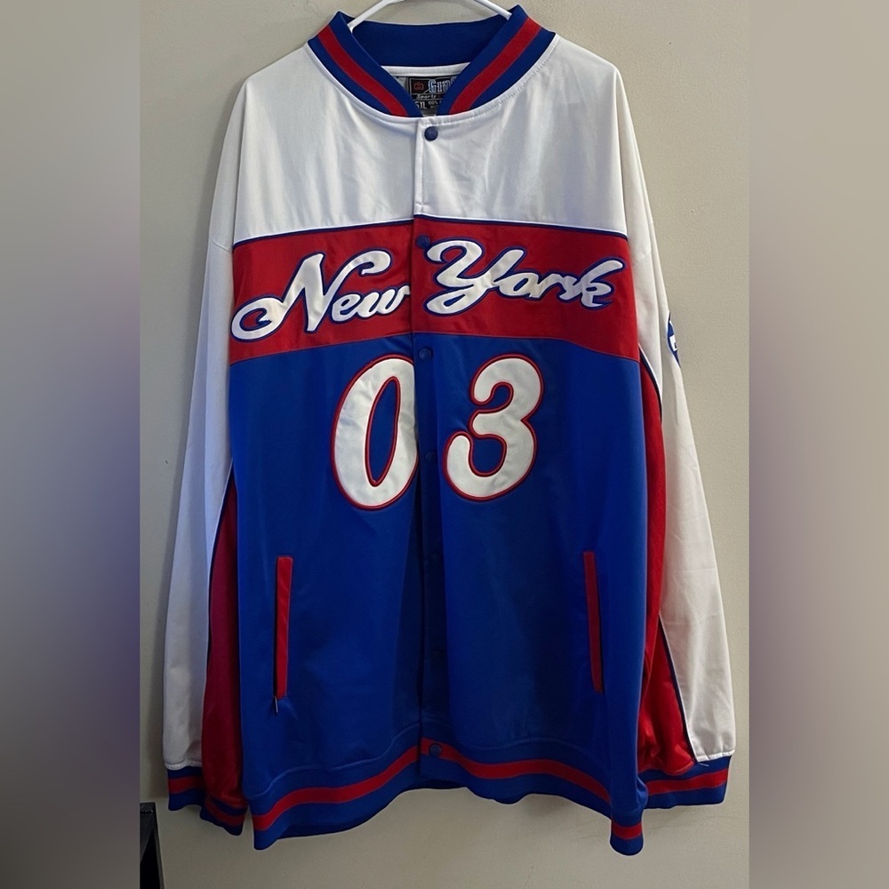 90s Vintage Y2K Gido New York 03 Blue & Red Men’s Bomber Jacket Streetwear Sport